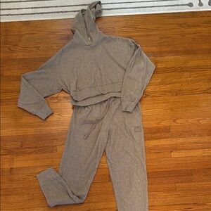 ALO Ribbed Hoodie and Jogger Set
